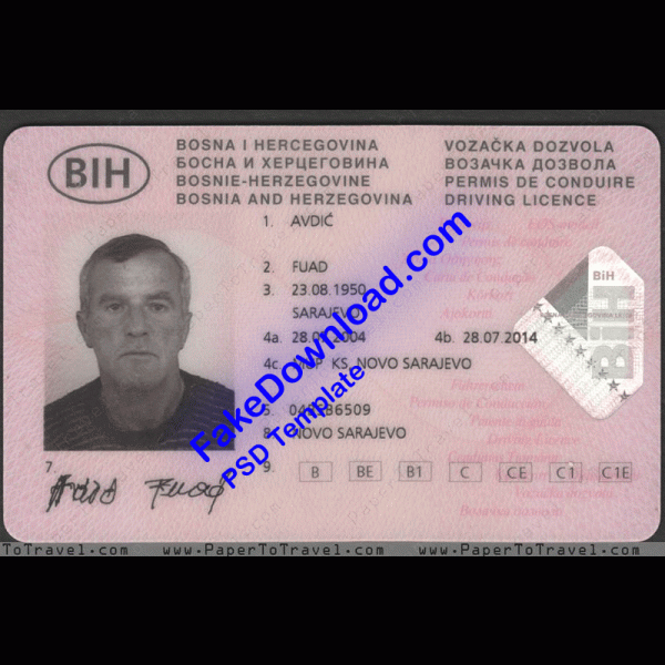 Bosnia Driver License (psd)