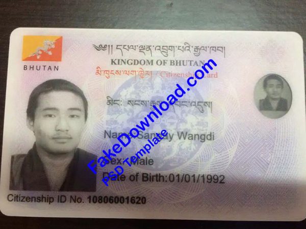 Bhutan national id card (psd)