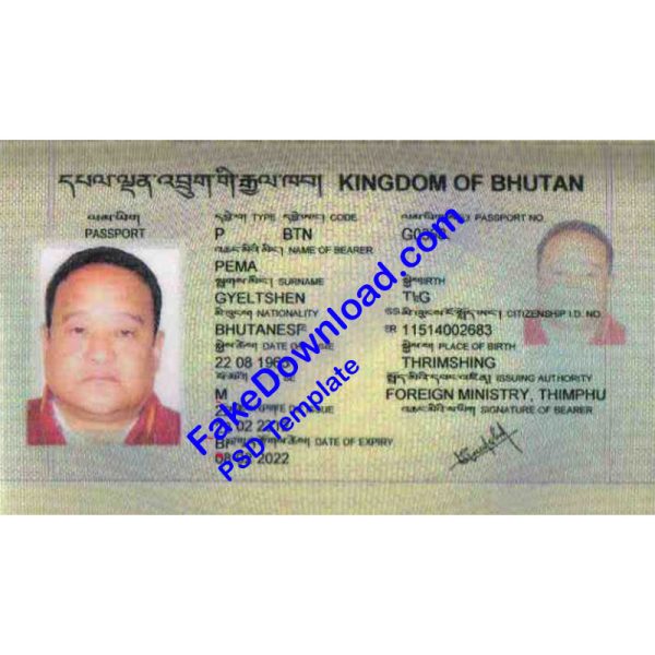 Bhutan Passport (psd)