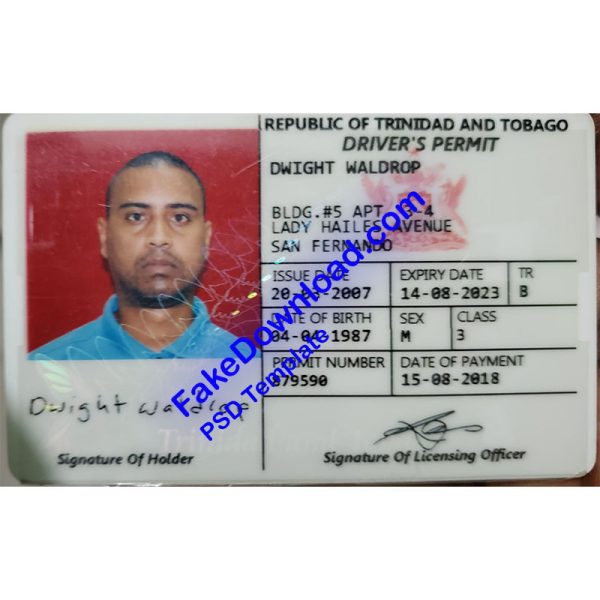 Tobago Driver License (psd)