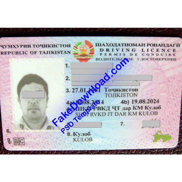 Tajikistan Driver License (psd)