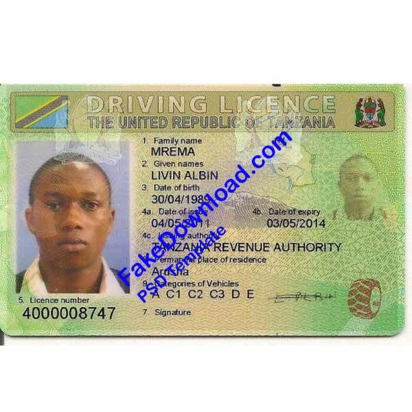 Tanzania Driver License (psd)