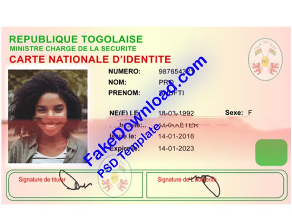 Togo national id card (psd)