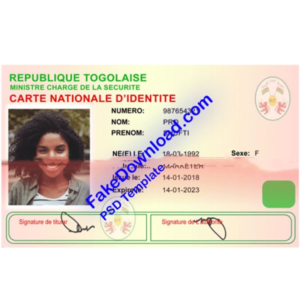 Togo national id card (psd)