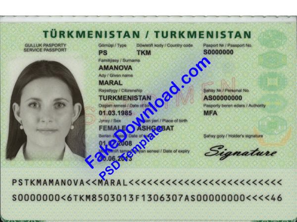 Turkmenistan Passport (psd)