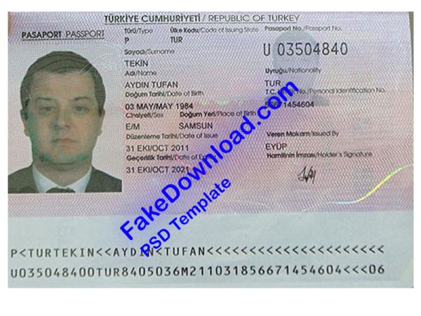 Turkey Passport (psd)