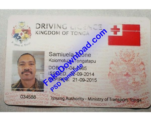 Tonga Driver License (psd)