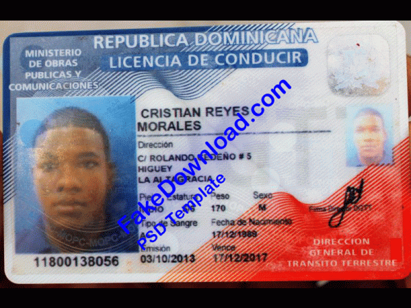 Dominican Driver License (psd)