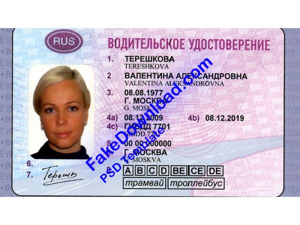 Russia Driver License (psd)