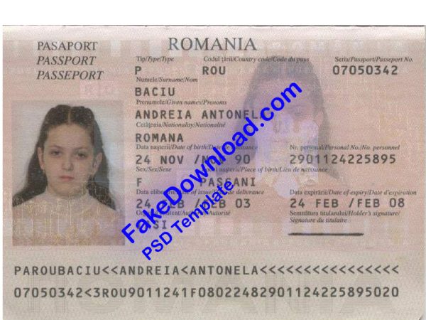Romania Passport (psd)