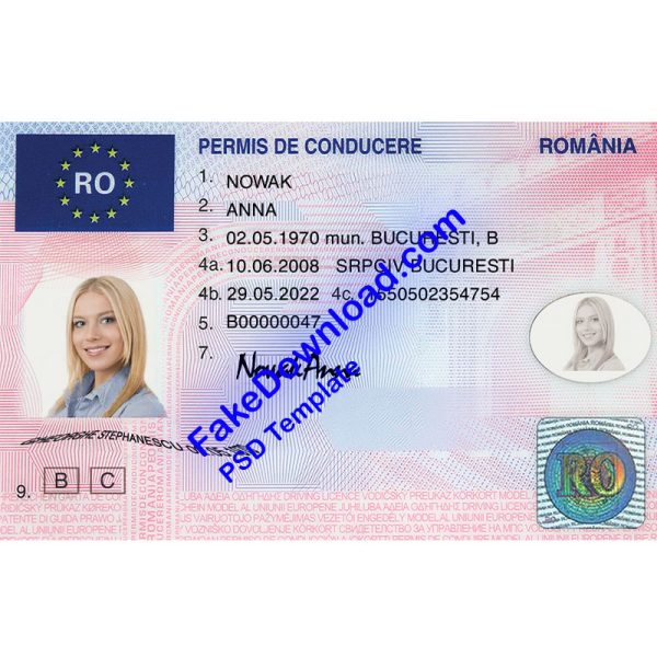 Romania Driver License (psd)