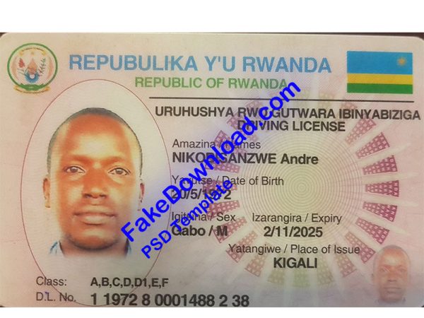 Rwanda Driver License (psd)