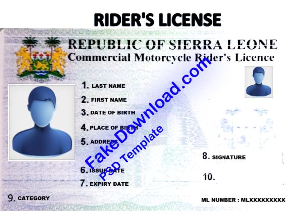 Sierra Leone Driver License (psd)