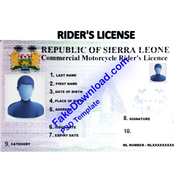 Sierra Leone Driver License (psd)