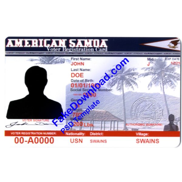 Samoa national id card (psd)