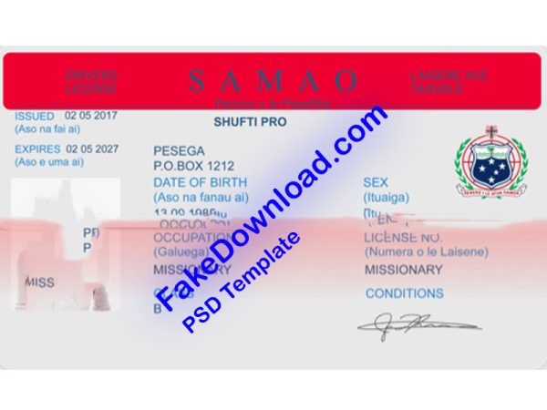 Samoa Driver License (psd)