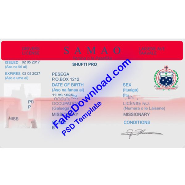 Samoa Driver License (psd)