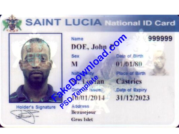 Saint Lucia national id card (psd)