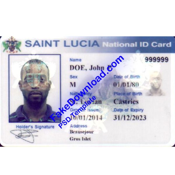 Saint Lucia national id card (psd)
