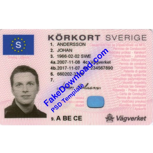 Sweden Driver License (psd)