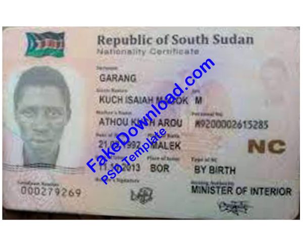 South Sudan national id card (psd)
