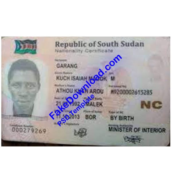 South Sudan national id card (psd)