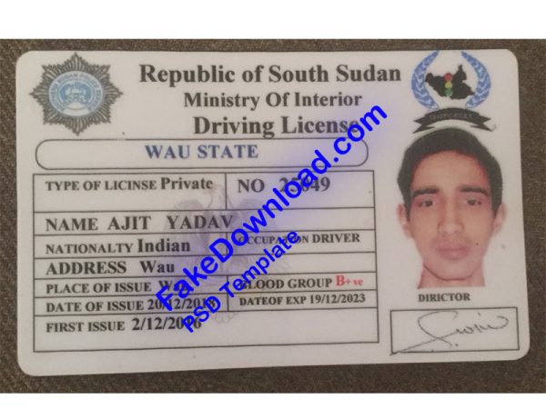 South Sudan Driver License (psd)