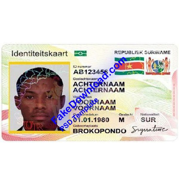 Suriname national id card (psd)