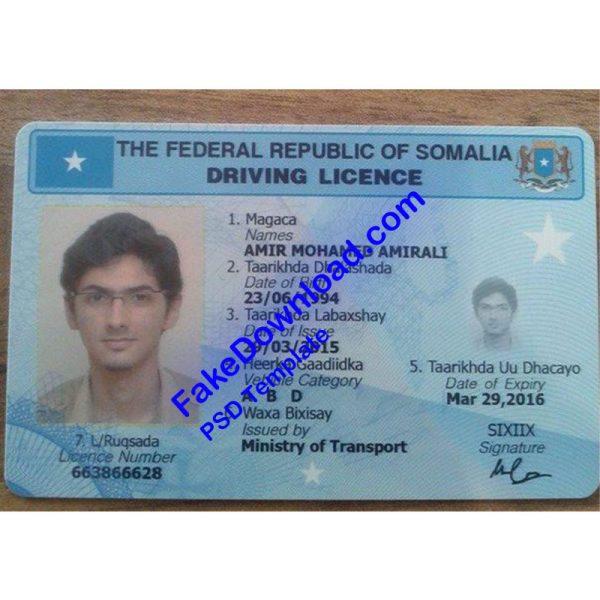 Somalia Driver License (psd)