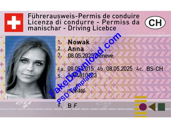 Switzerland Driver License (psd)