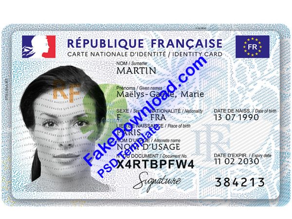 France national id card (psd)