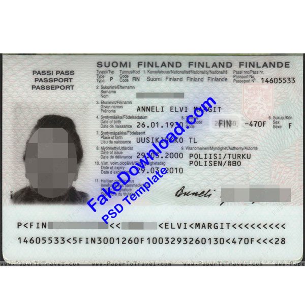 Finland Passport (psd)