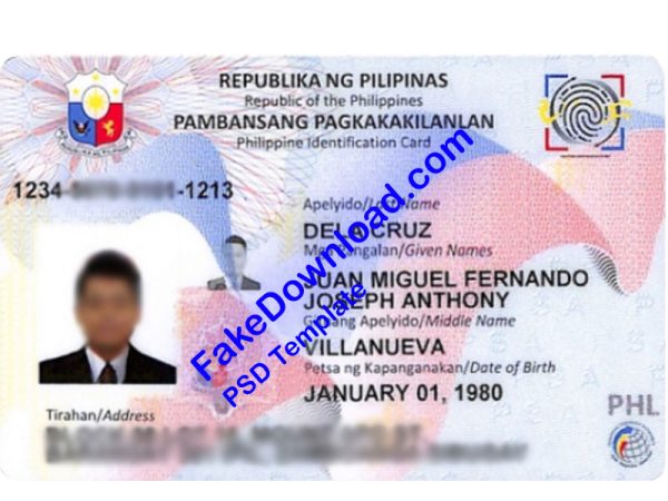Philippines national id card (psd)