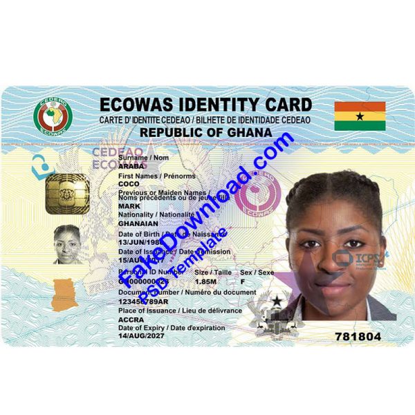 Ghana national id card (psd)