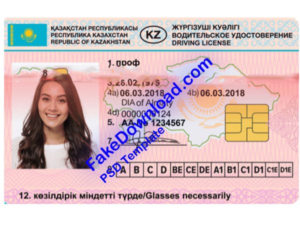 Kazakhstan Driver License (psd)
