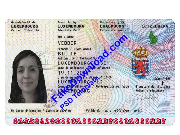 Luxembourg national id card (psd)