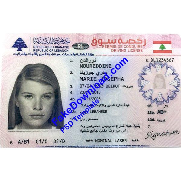Lebanon Driver License (psd)