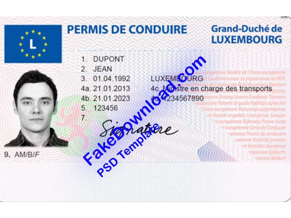 Luxembourg Driver License (psd)