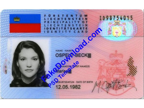 Liechtenstein national id card (psd)