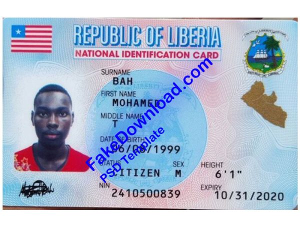 Liberia national id card (psd)