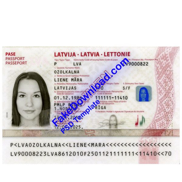 Latvia Passport (psd)