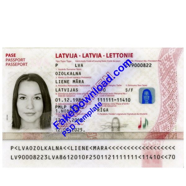 Latvia Passport (psd)