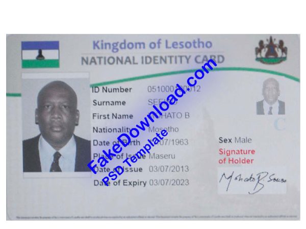 Lesotho national id card (psd)