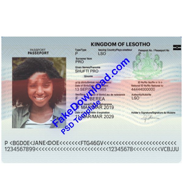 Lesotho Passport (psd)