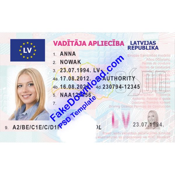 Latvia Driver License (psd)