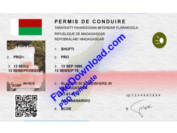 Madagascar Driver License (psd)