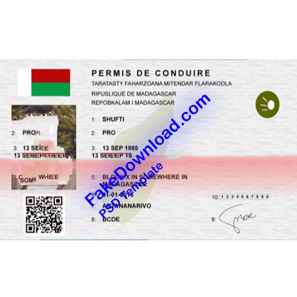 Madagascar Driver License (psd)