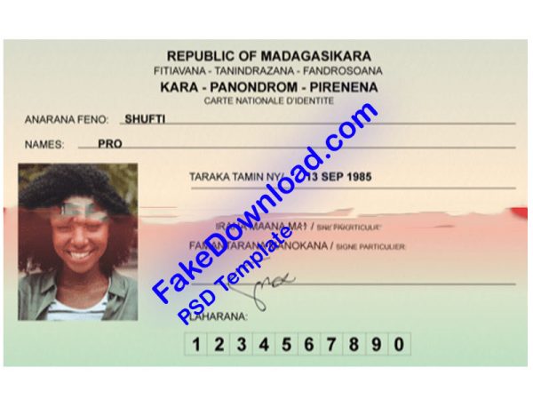 Madagascar national id card (psd)