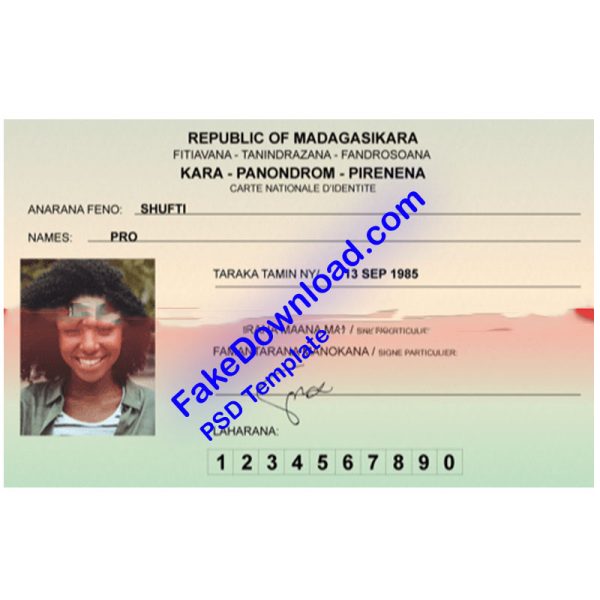 Madagascar national id card (psd)