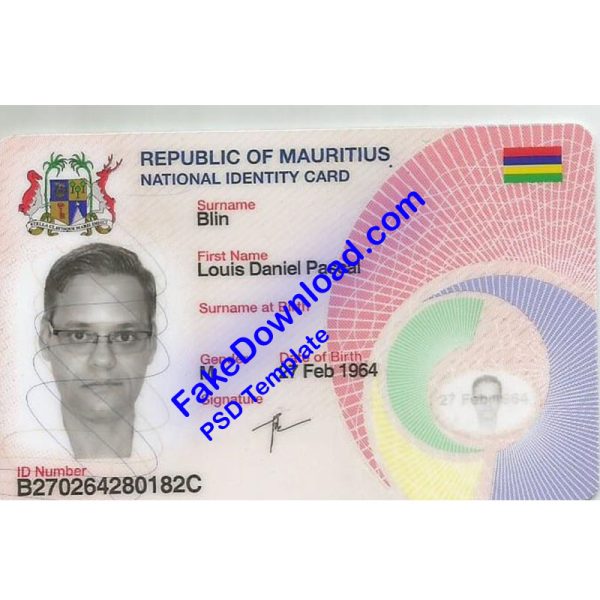 Mauritius national id card (psd)